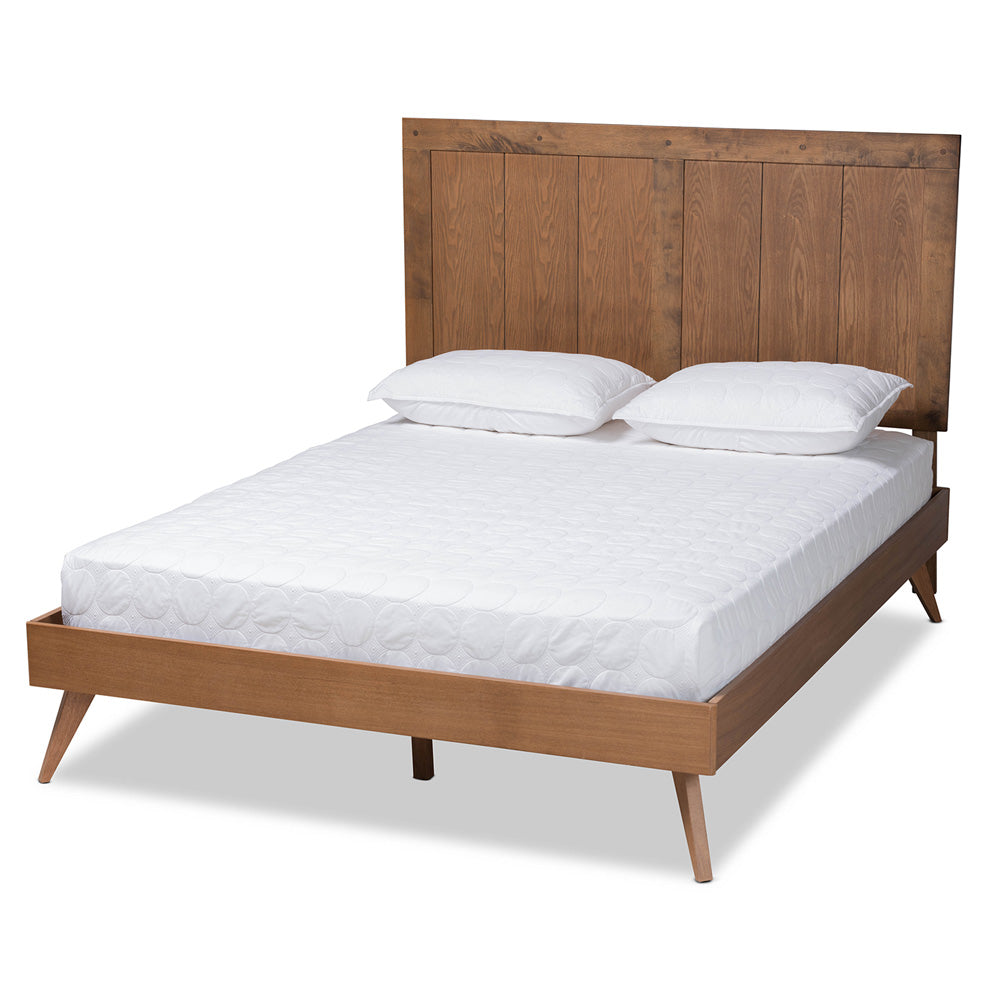 Baxton Studio - Amira Queen Size Bed in Ash Walnut - Amira-Ash Walnut-Queen view 1