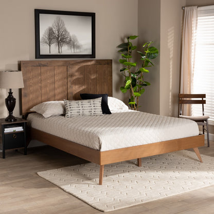 Baxton Studio - Amira Queen Size Bed in Ash Walnut - Amira-Ash Walnut-Queen view 6