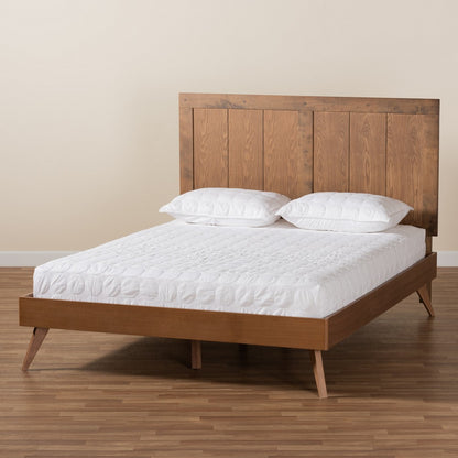 Baxton Studio - Amira Queen Size Bed in Ash Walnut - Amira-Ash Walnut-Queen view 7
