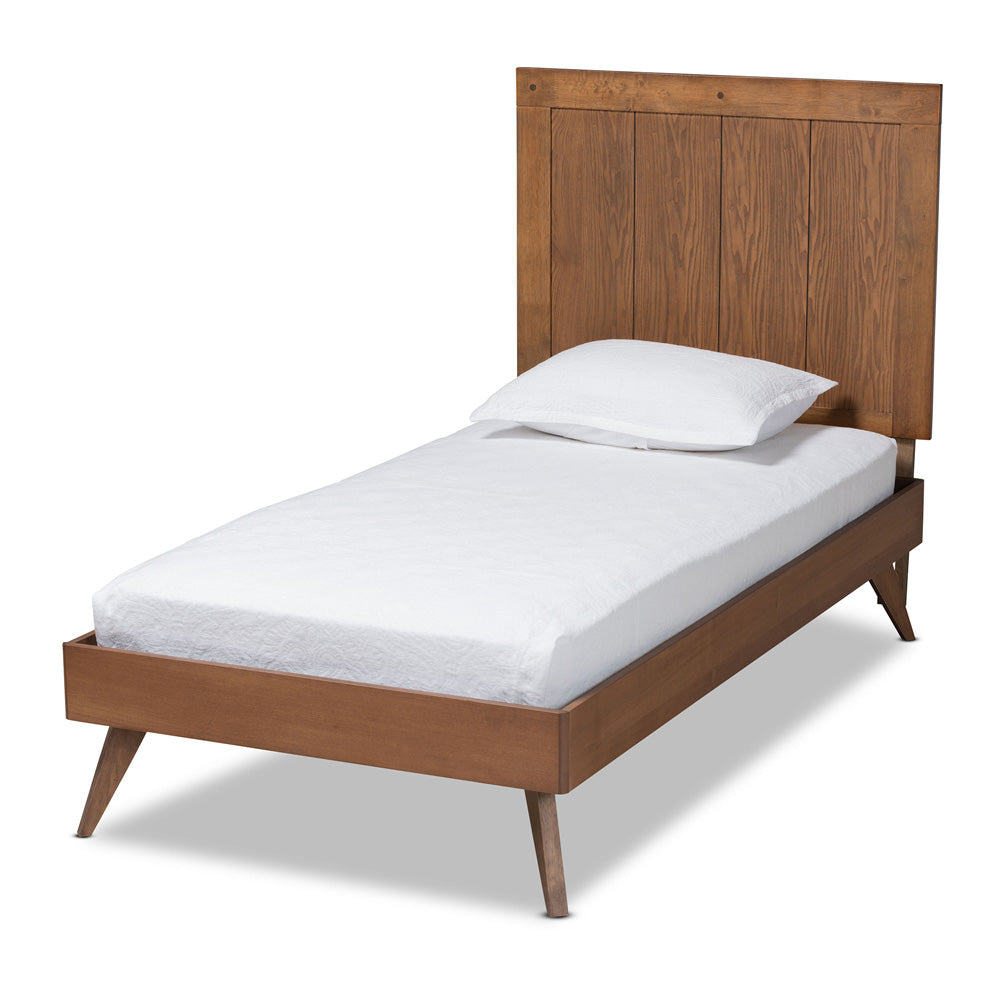 Baxton Studio - Amira Twin Size Bed in Ash Walnut - Amira-Ash Walnut-Twin view 1