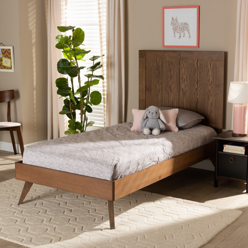 Baxton Studio - Amira Twin Size Bed in Ash Walnut - Amira-Ash Walnut-Twin view 6