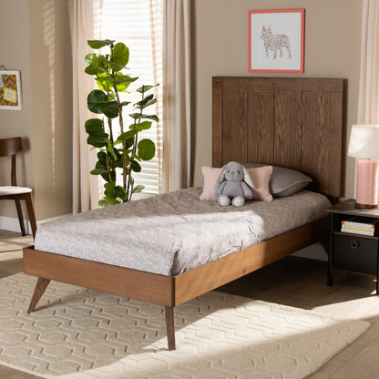 Baxton Studio - Amira Twin Size Bed in Ash Walnut - Amira-Ash Walnut-Twin view 6