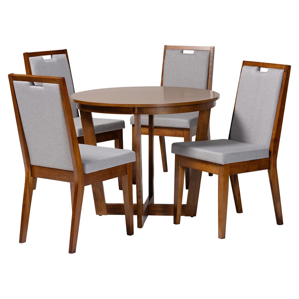 Baxton Studio - Ana Dining Set in Grey/Walnut Brown - Ana-Grey/Walnut-5PC Dining Set view 1