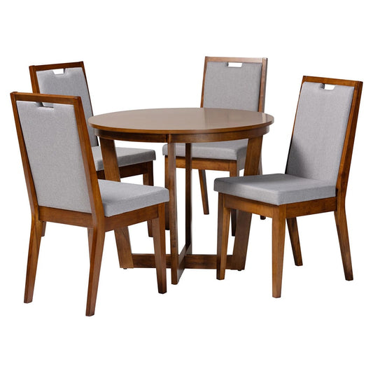Baxton Studio - Ana Dining Set in Grey/Walnut Brown - Ana-Grey/Walnut-5PC Dining Set view 1