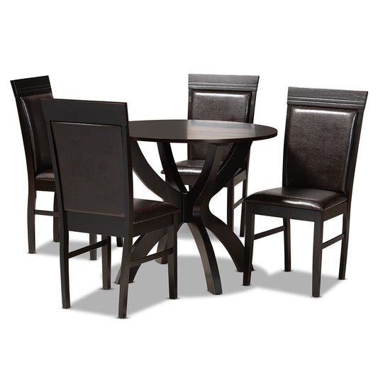 Baxton Studio - Ancel Dining Set in Dark Brown - Ancel-Dark Brown-5PC Dining Set view 1