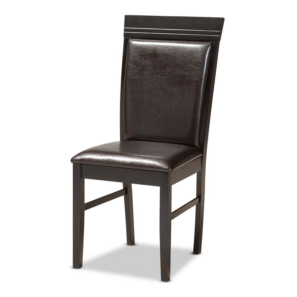 Baxton Studio - Ancel Dining Set in Dark Brown - Ancel-Dark Brown-5PC Dining Set view 2