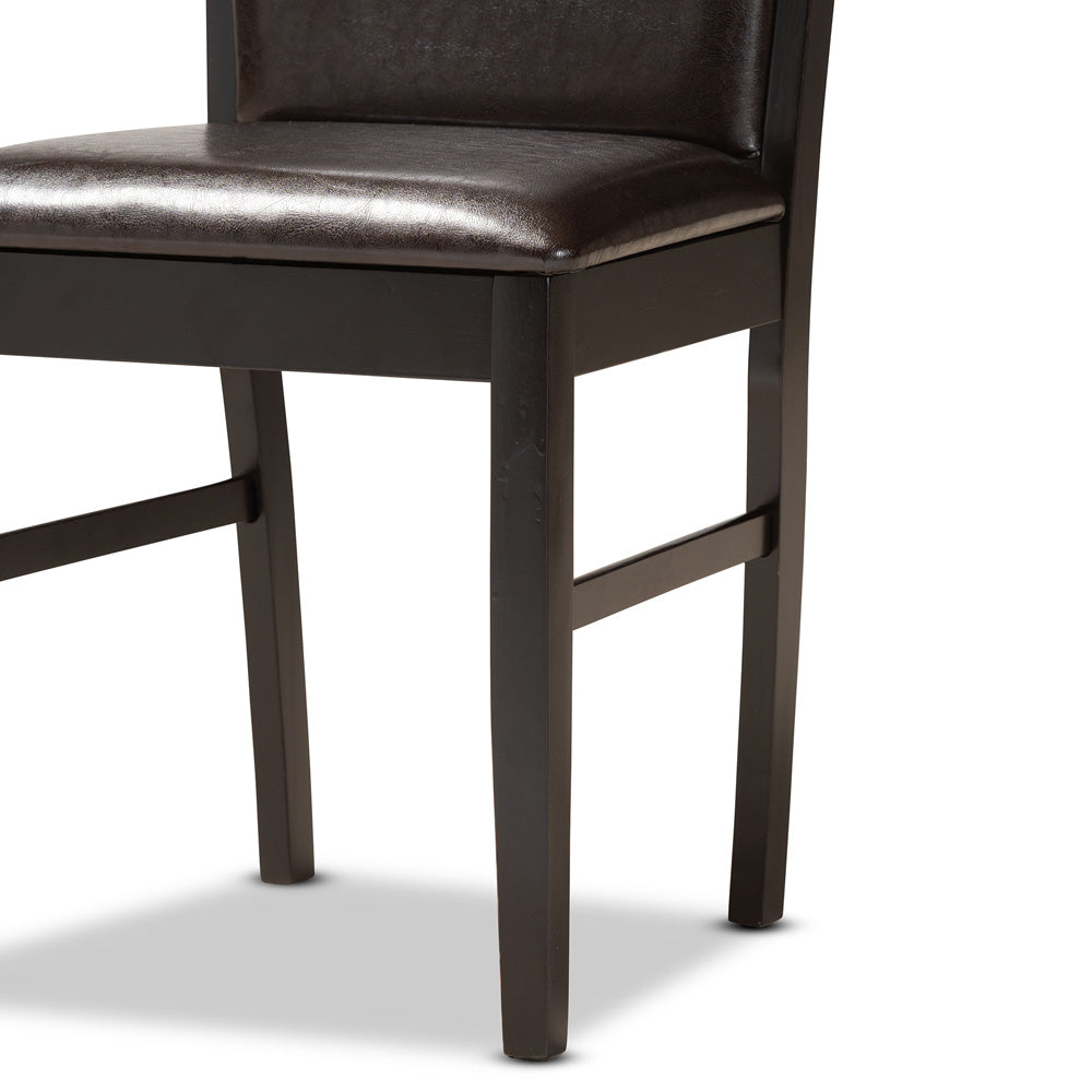 Baxton Studio - Ancel Dining Set in Dark Brown - Ancel-Dark Brown-5PC Dining Set view 6