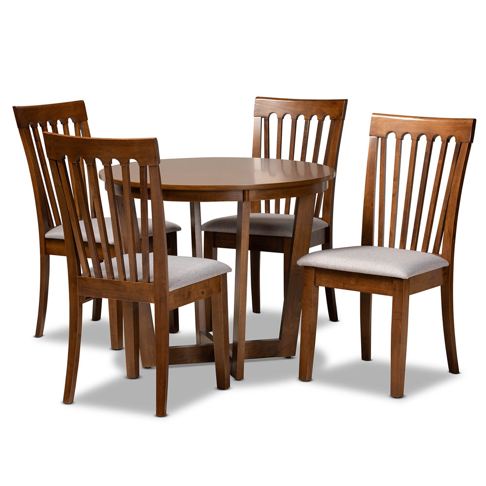 Baxton Studio - Andi Dining Set in Grey/walnut brown - Andi-Grey/Walnut-5PC Dining Set view 1