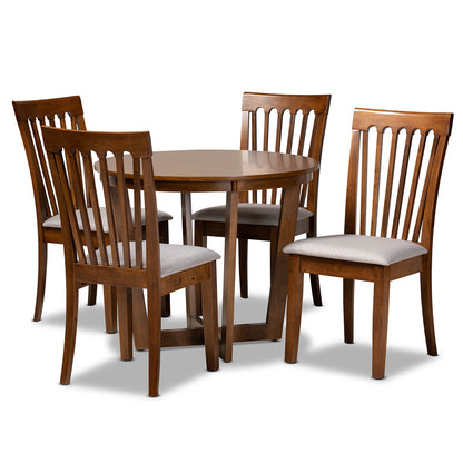 Baxton Studio - Andi Dining Set in Grey/walnut brown - Andi-Grey/Walnut-5PC Dining Set view 1