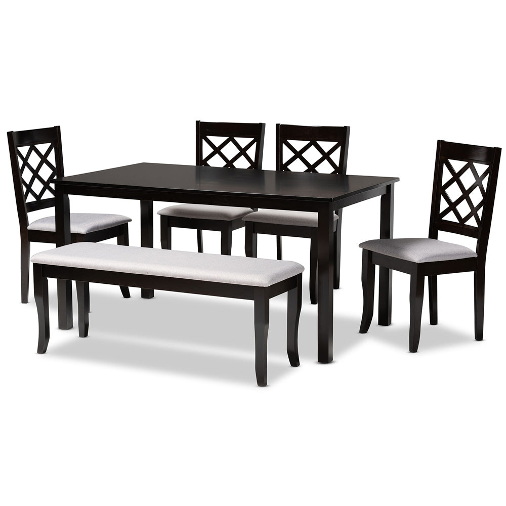 Baxton Studio - Andor Dining Set in Grey/Dark Brown - RH330C-Grey/Dark Brown-6PC Dining Set view 1