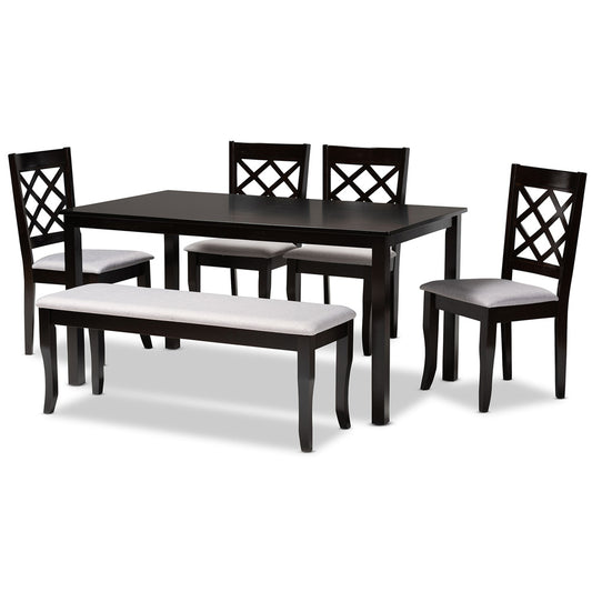Baxton Studio - Andor Dining Set in Grey/Dark Brown - RH330C-Grey/Dark Brown-6PC Dining Set view 1