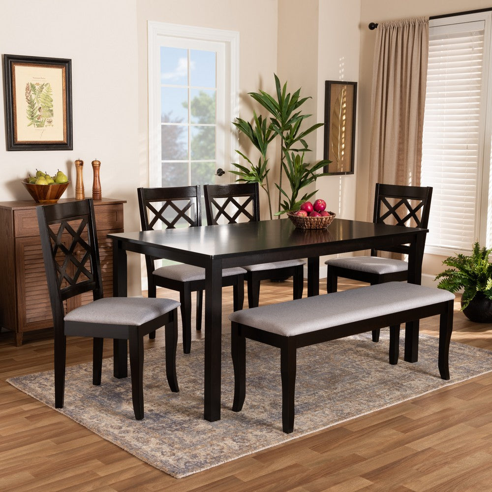 Baxton Studio - Andor Dining Set in Grey/Dark Brown - RH330C-Grey/Dark Brown-6PC Dining Set view 8