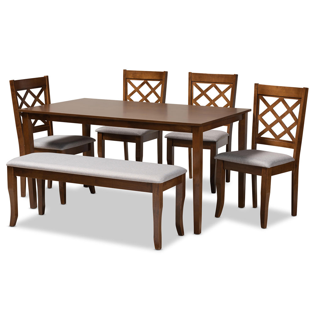 Baxton Studio - Andor Dining Set in Grey/Walnut - RH330C-Grey/Walnut-6PC Dining Set view 1