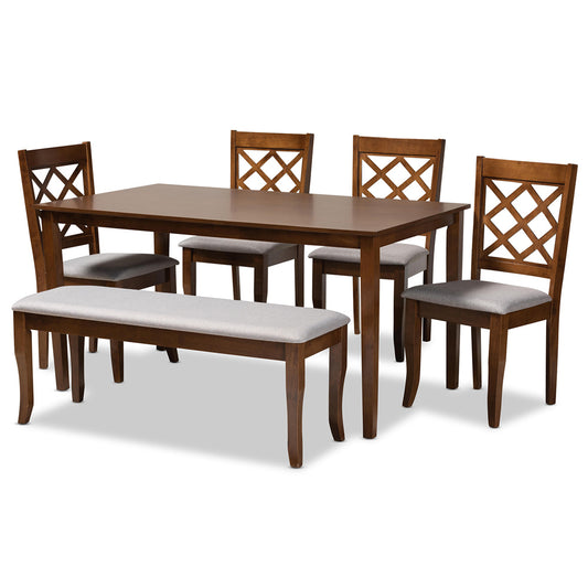 Baxton Studio - Andor Dining Set in Grey/Walnut - RH330C-Grey/Walnut-6PC Dining Set view 1