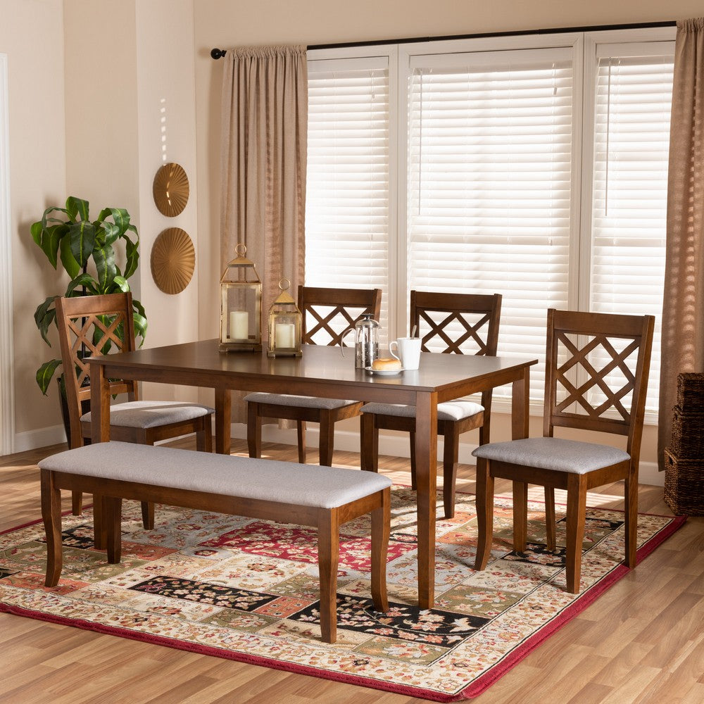 Baxton Studio - Andor Dining Set in Grey/Walnut - RH330C-Grey/Walnut-6PC Dining Set view 7