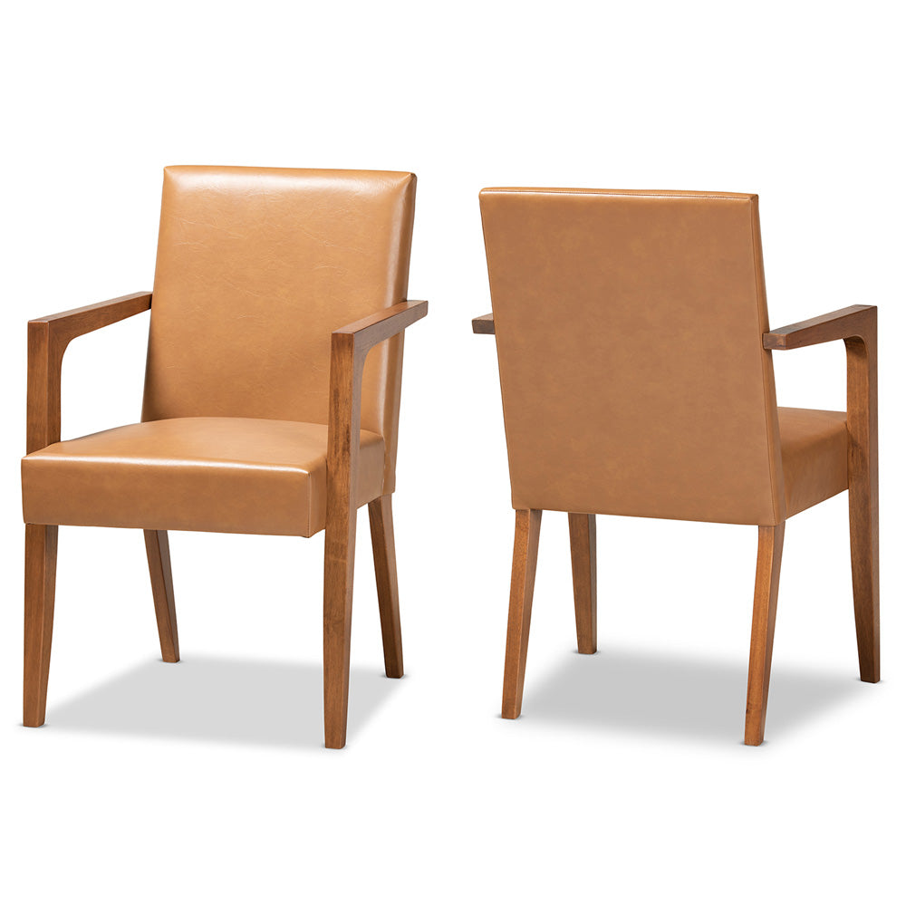 Baxton Studio - Andrea Set of 2 Chairs in Tan/Walnut Brown - BBT5267-Tan/Walnut-Chair view 1