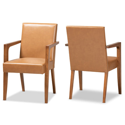 Baxton Studio - Andrea Set of 2 Chairs in Tan/Walnut Brown - BBT5267-Tan/Walnut-Chair view 1