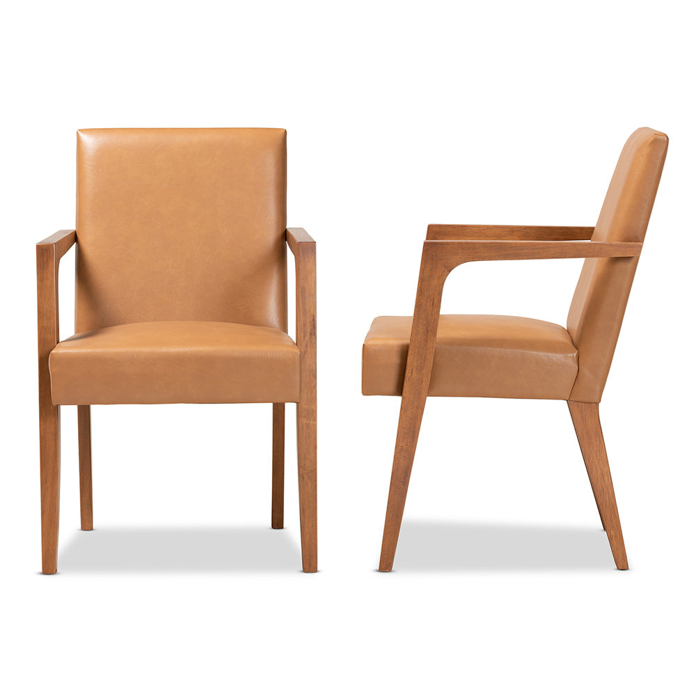 Baxton Studio - Andrea Set of 2 Chairs in Tan/Walnut Brown - BBT5267-Tan/Walnut-Chair view 3