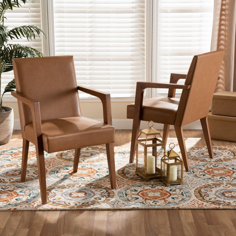 Baxton Studio - Andrea Set of 2 Chairs in Tan/Walnut Brown - BBT5267-Tan/Walnut-Chair view 6