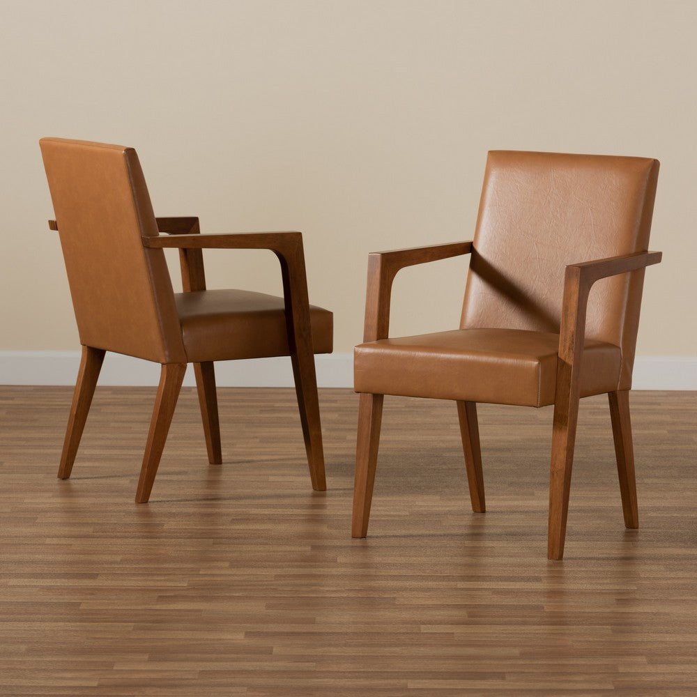 Baxton Studio - Andrea Set of 2 Chairs in Tan/Walnut Brown - BBT5267-Tan/Walnut-Chair view 7