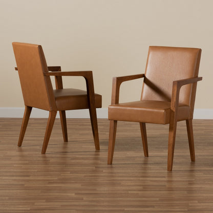 Baxton Studio - Andrea Set of 2 Chairs in Tan/Walnut Brown - BBT5267-Tan/Walnut-Chair view 7