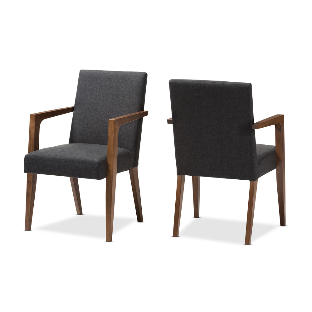 Baxton Studio - Andrea Set of 2 Dining Chairs in Dark Grey/