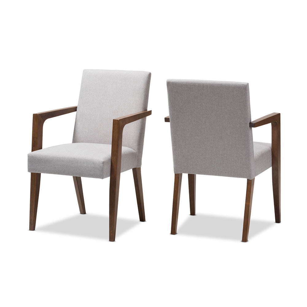 Baxton Studio - Andrea Set of 2 Dining Chairs in Greyish Beige/"Walnut" Brown - BBT5267-Greyish Beige-Chair view 1