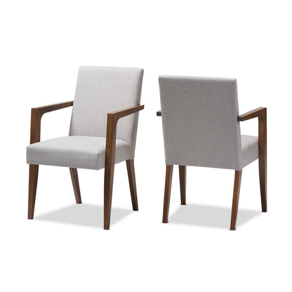 Baxton Studio - Andrea Set of 2 Dining Chairs in Greyish Beige/"Walnut" Brown - BBT5267-Greyish Beige-Chair view 1