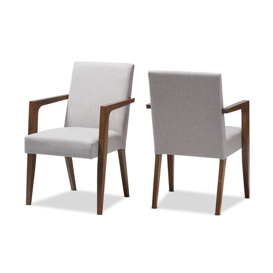 Baxton Studio - Andrea Set of 2 Dining Chairs in Greyish Beige/"Walnut" Brown - BBT5267-Greyish Beige-Chair view 1