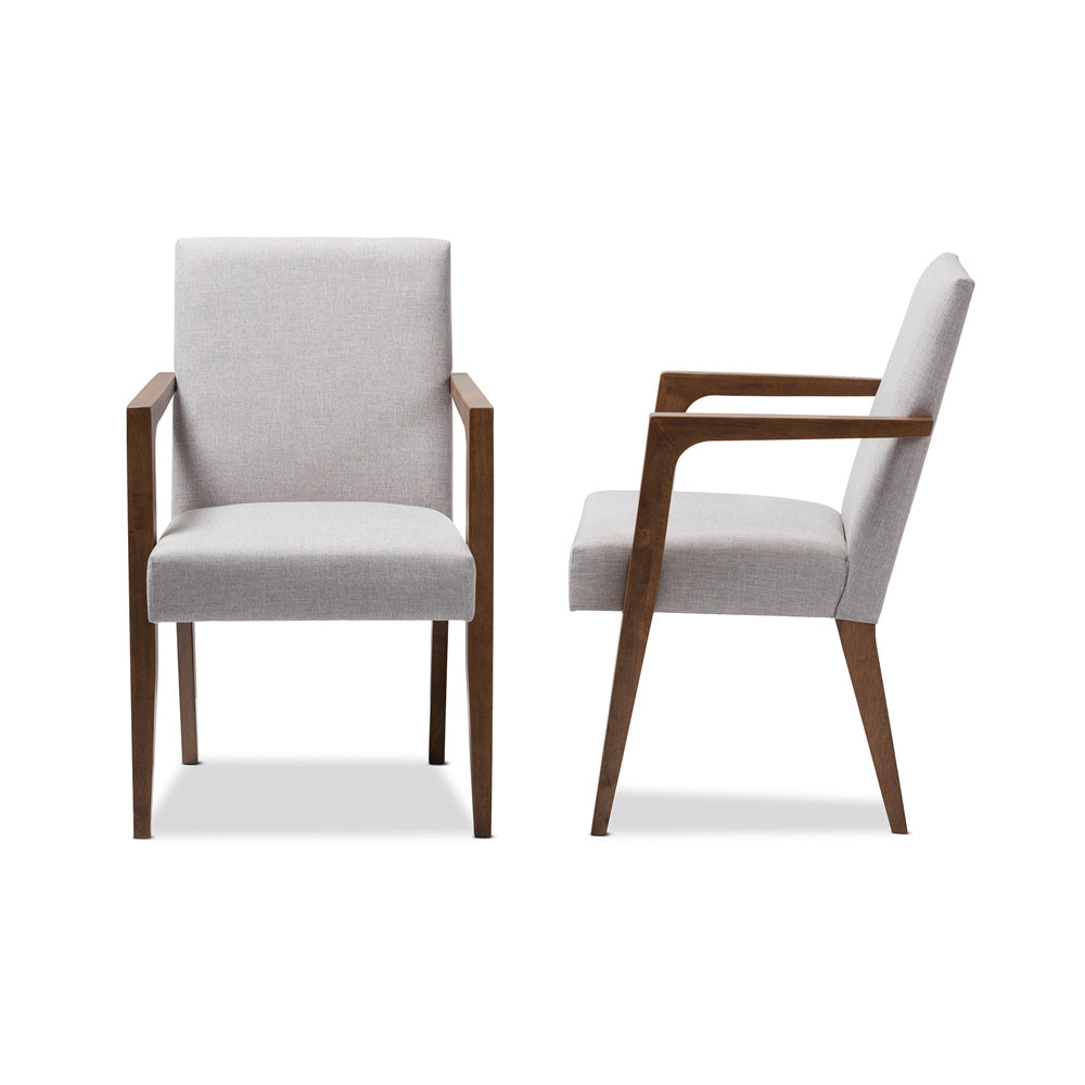 Baxton Studio - Andrea Set of 2 Dining Chairs in Greyish Beige/"Walnut" Brown - BBT5267-Greyish Beige-Chair view 3