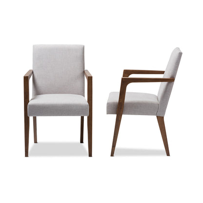 Baxton Studio - Andrea Set of 2 Dining Chairs in Greyish Beige/"Walnut" Brown - BBT5267-Greyish Beige-Chair view 3
