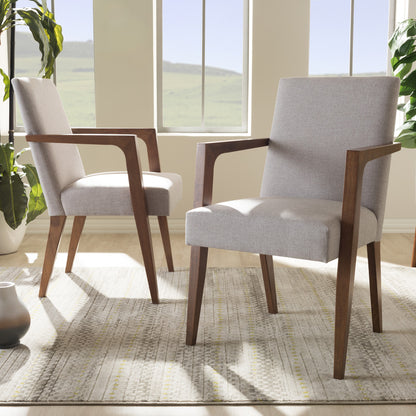 Baxton Studio - Andrea Set of 2 Dining Chairs in Greyish Beige/"Walnut" Brown - BBT5267-Greyish Beige-Chair view 4