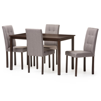 Baxton Studio - Andrew Dining Set in Dark Brown/Grey - Andrew 5PC Grey 9-Grids Dining Set view 1