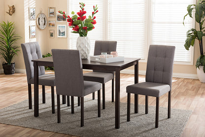 Baxton Studio - Andrew Dining Set in Dark Brown/Grey - Andrew 5PC Grey 9-Grids Dining Set view 2