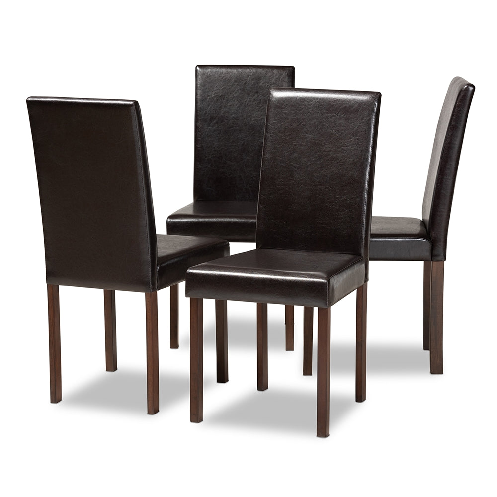 Baxton Studio - Andrew Set of 4 Dining Chairs in Dark Brown - Andrew Dining Chair view 1