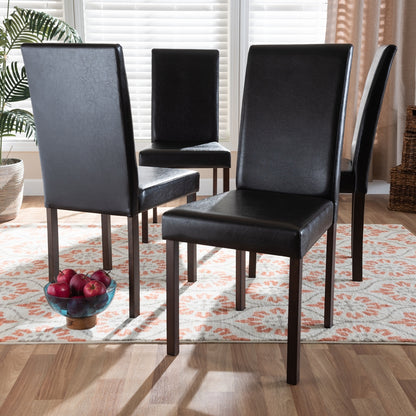 Baxton Studio - Andrew Set of 4 Dining Chairs in Dark Brown - Andrew Dining Chair view 4