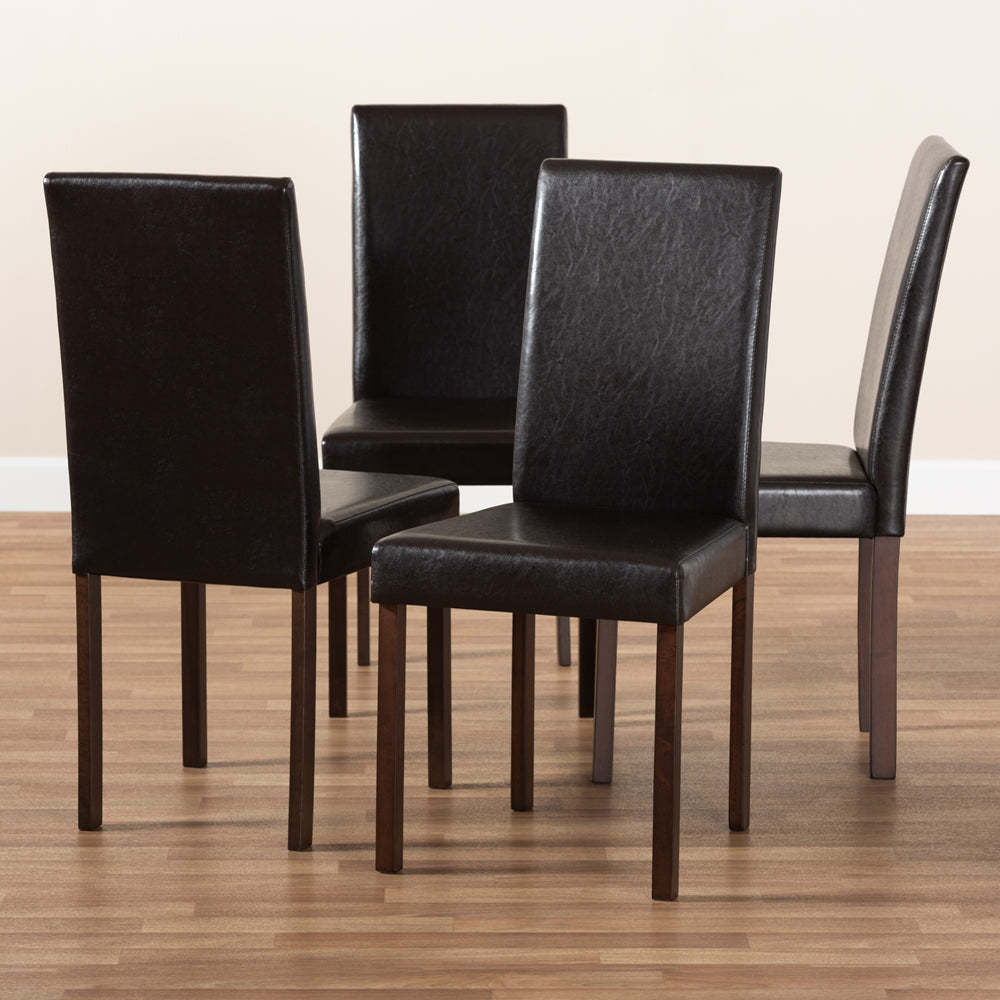 Baxton Studio - Andrew Set of 4 Dining Chairs in Dark Brown - Andrew Dining Chair view 5