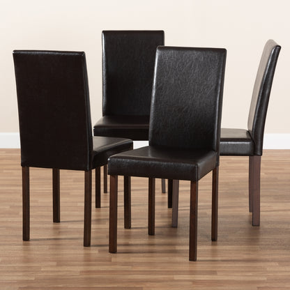 Baxton Studio - Andrew Set of 4 Dining Chairs in Dark Brown - Andrew Dining Chair view 5
