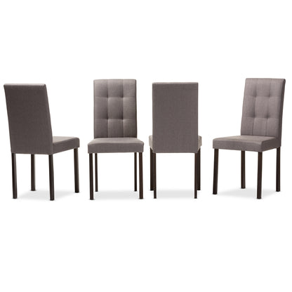 Baxton Studio - Andrew Set of 4 Dining Chairs in Grey - Andrew-DC-9-Grids-Grey view 1