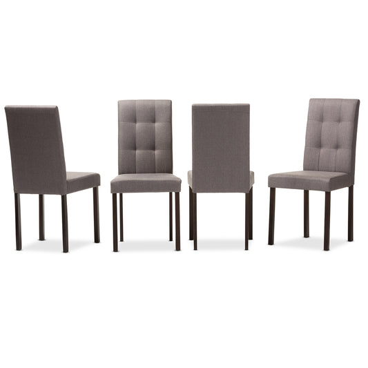 Baxton Studio - Andrew Set of 4 Dining Chairs in Grey - Andrew-DC-9-Grids-Grey view 1