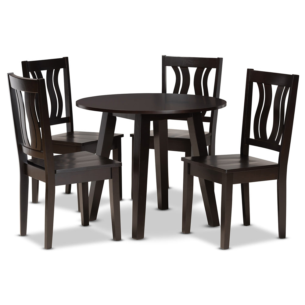 Baxton Studio - Anesa Dining Set in Dark Brown - Anesa-Dark Brown-5PC Dining Set view 1