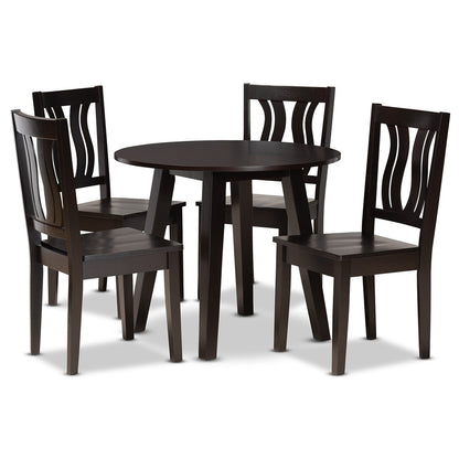 Baxton Studio - Anesa Dining Set in Dark Brown - Anesa-Dark Brown-5PC Dining Set view 1