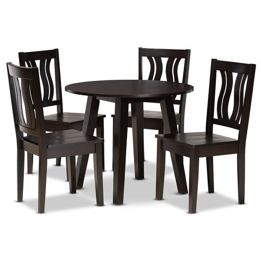 Baxton Studio - Anesa Dining Set in Dark Brown - Anesa-Dark Brown-5PC Dining Set view 1