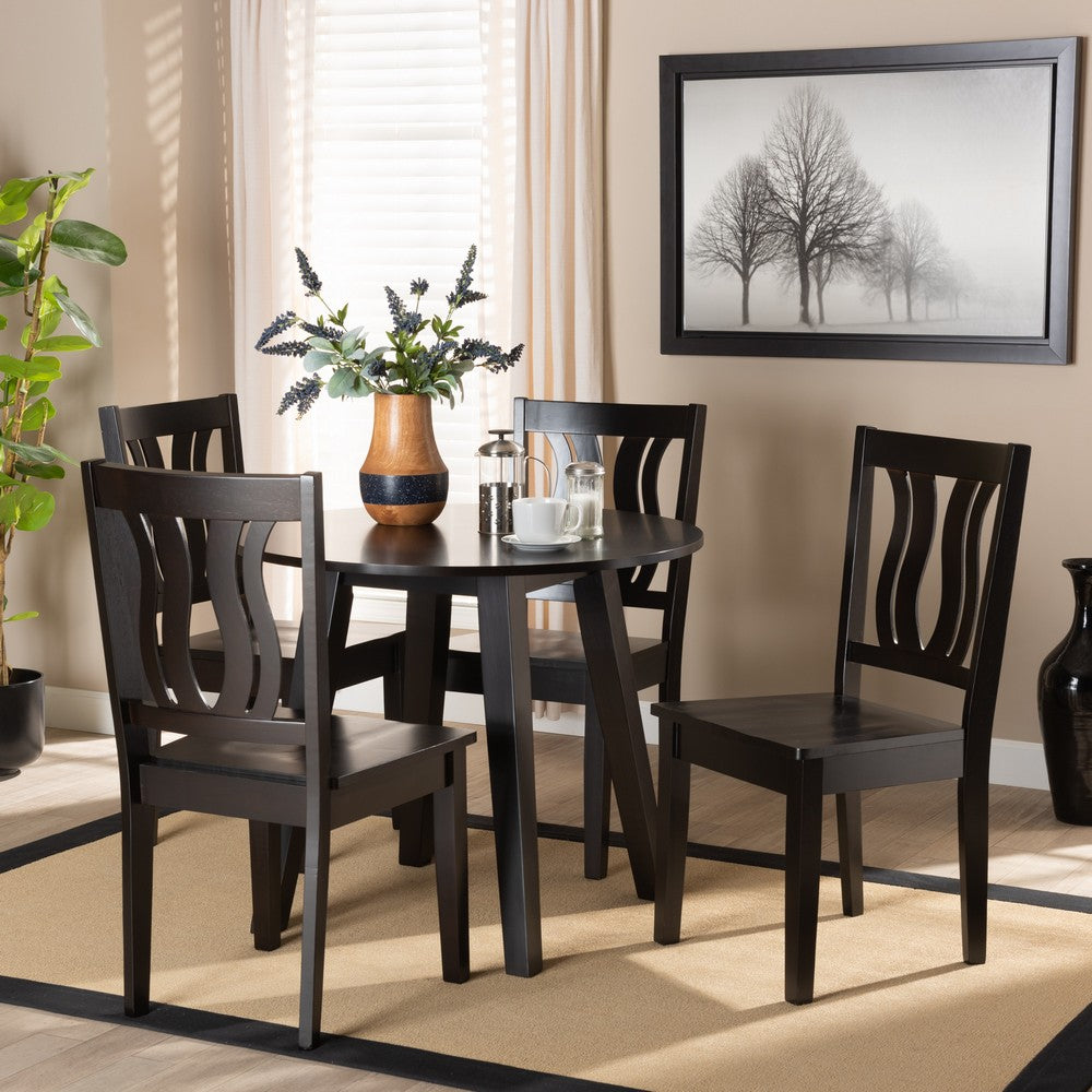 Baxton Studio - Anesa Dining Set in Dark Brown - Anesa-Dark Brown-5PC Dining Set view 7