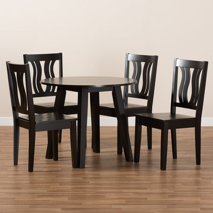 Baxton Studio - Anesa Dining Set in Dark Brown - Anesa-Dark Brown-5PC Dining Set view 8