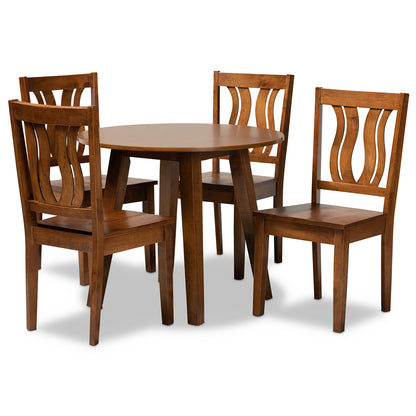 Baxton Studio - Anesa Dining Set in Walnut Brown - Anesa-Walnut-5PC Dining Set view 1