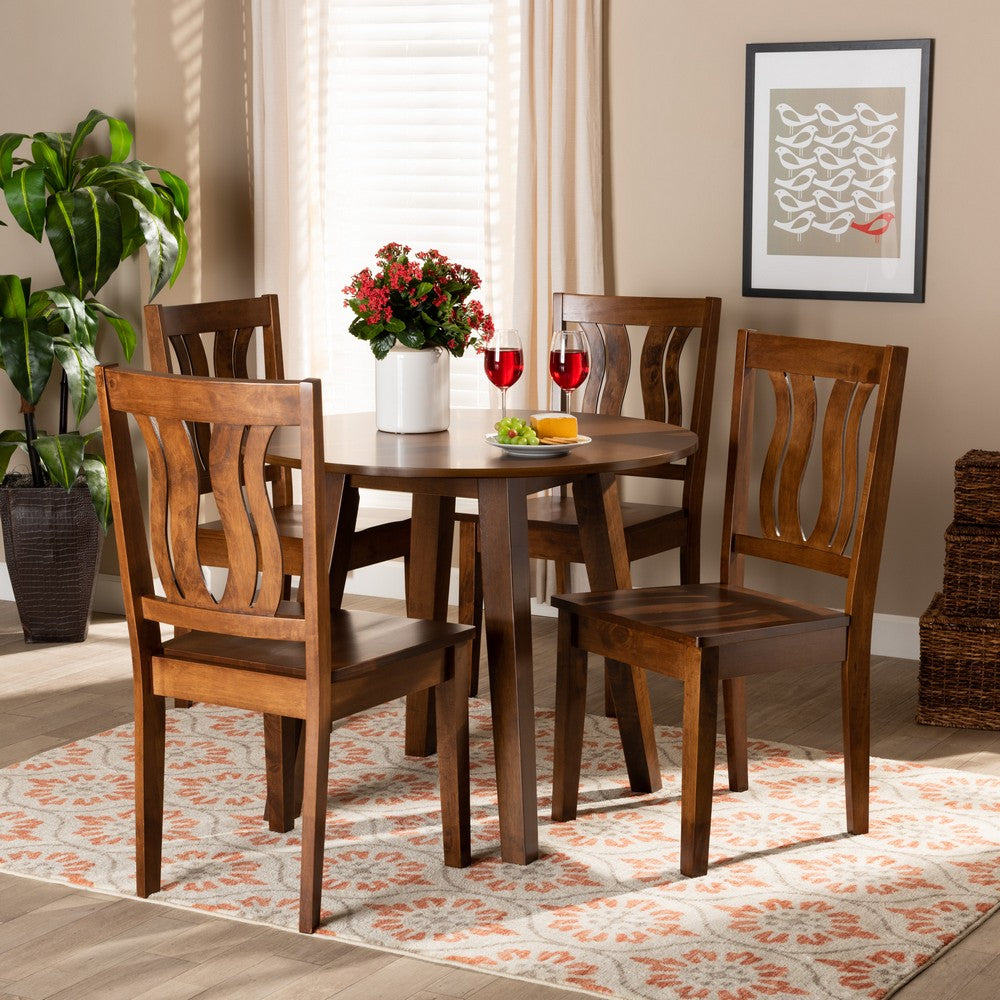 Baxton Studio - Anesa Dining Set in Walnut Brown - Anesa-Walnut-5PC Dining Set view 7