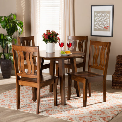 Baxton Studio - Anesa Dining Set in Walnut Brown - Anesa-Walnut-5PC Dining Set view 7