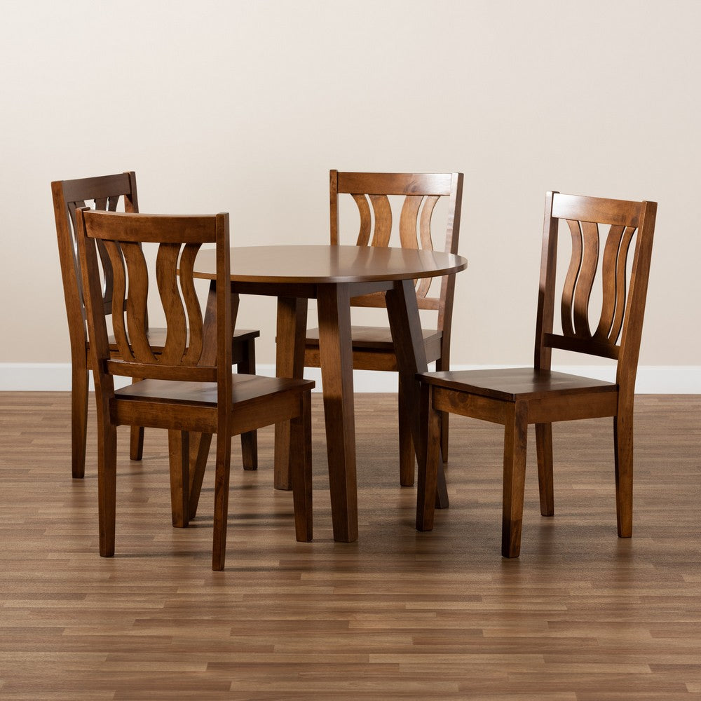 Baxton Studio - Anesa Dining Set in Walnut Brown - Anesa-Walnut-5PC Dining Set view 8