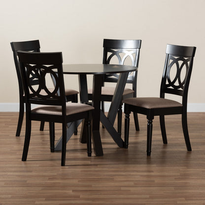 Baxton Studio - Angie Dining Set in Beige/Dark Brown - Angie-Sand/Dark Brown-5PC Dining Set view 9
